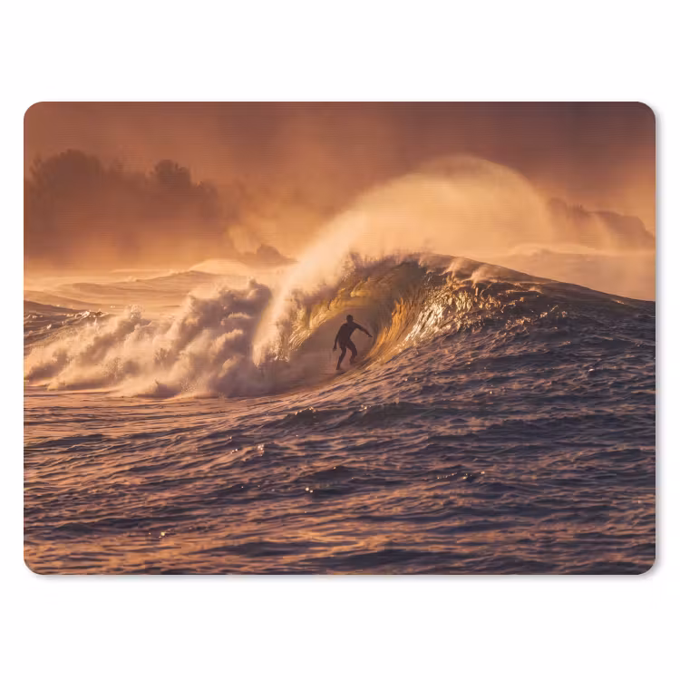 Surfer - Golf - Oceaan - Sport - Oranje muismat rubber klein -3d