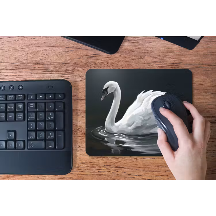 Zwaan - Water - Natuur - Realistisch - Wit muismat rubber klein -toetsenbord