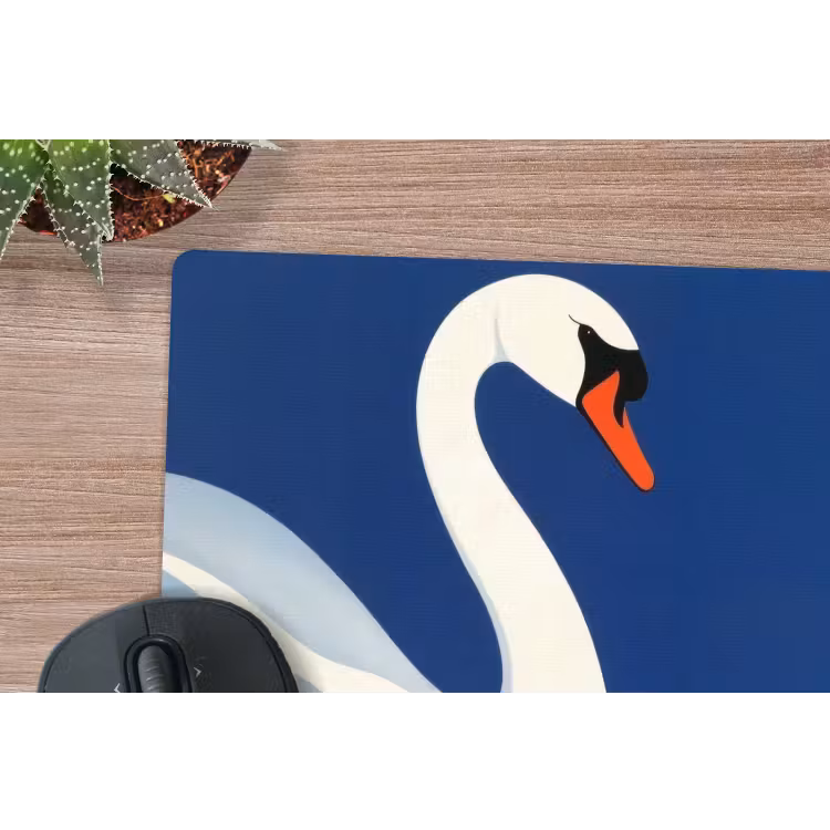 Zwaan - Wit - Snavel - Illustratie muismat rubber klein -closeup