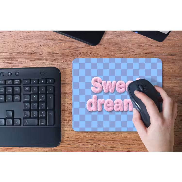 Sweet dreams - Vierkanten - Roze - Blauw muismat rubber klein -toetsenbord