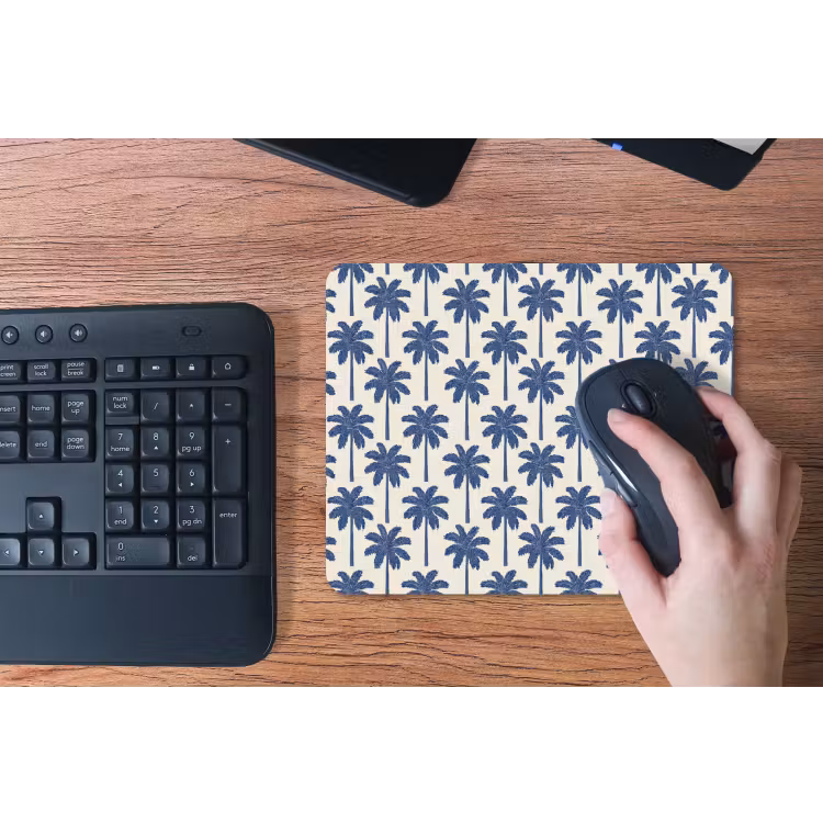 Symmetrisch - Palm - Blauw muismat rubber klein 262 -toetsenbord