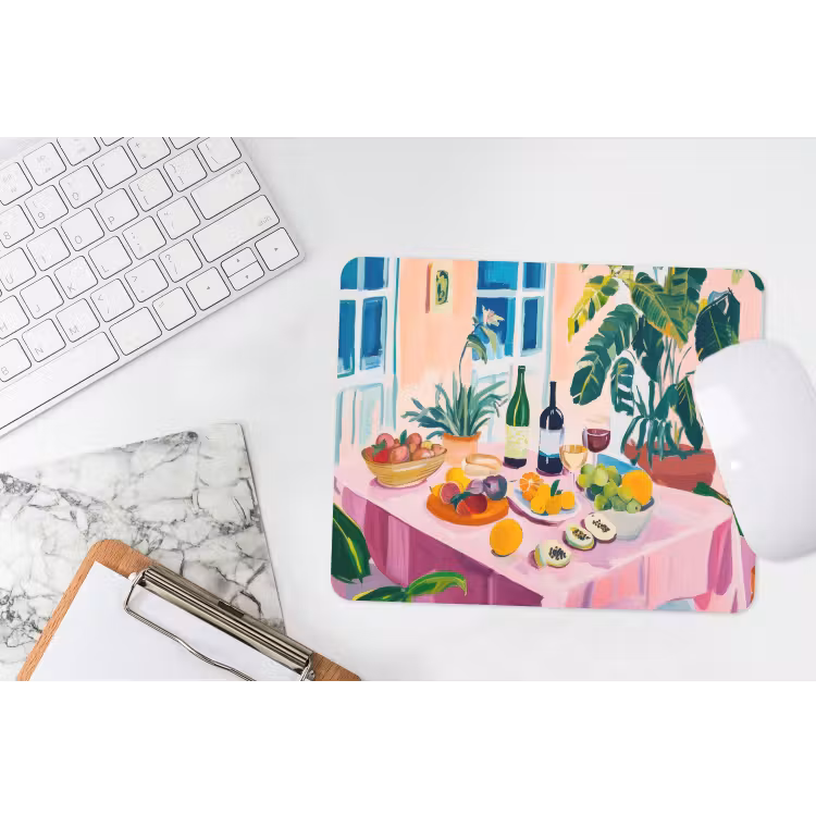 Tafel - Wijn - Fruit muismat rubber klein -witbureau