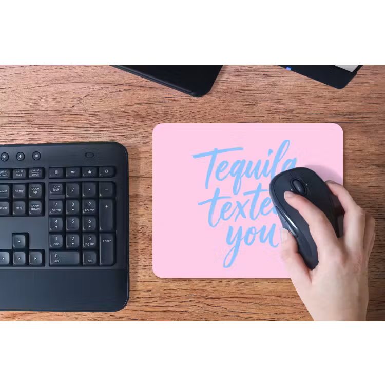 Tequila texted you - Roze - Blauw muismat rubber klein -toetsenbord
