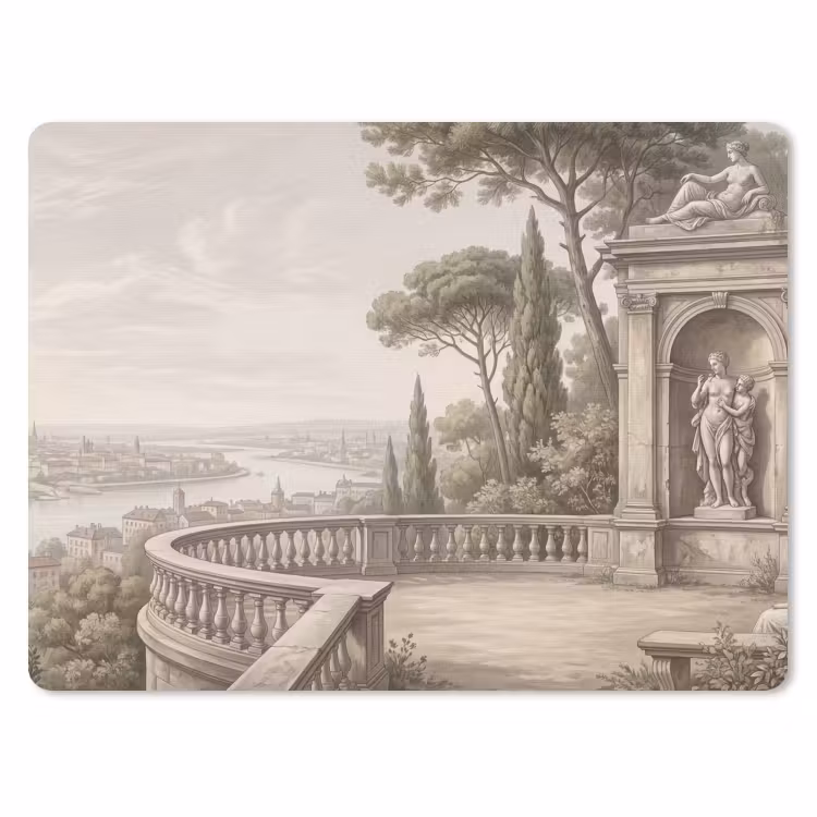 Terras - Stad - Uitzicht - Rivier muismat rubber klein -3d