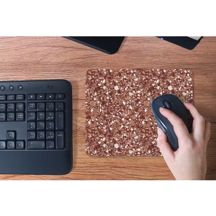 Terrazzo - Patroon - Steentextuur - Roodbruin muismat rubber klein 262 -toetsenbord