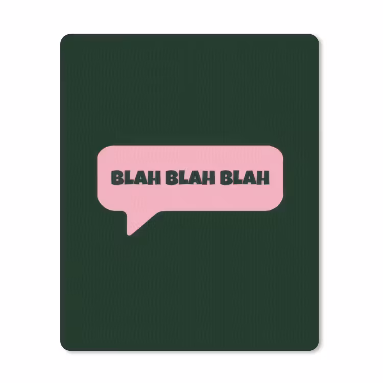 Tekstwolk - BLAH BLAH BLAH - Roze muismat rubber klein -3d