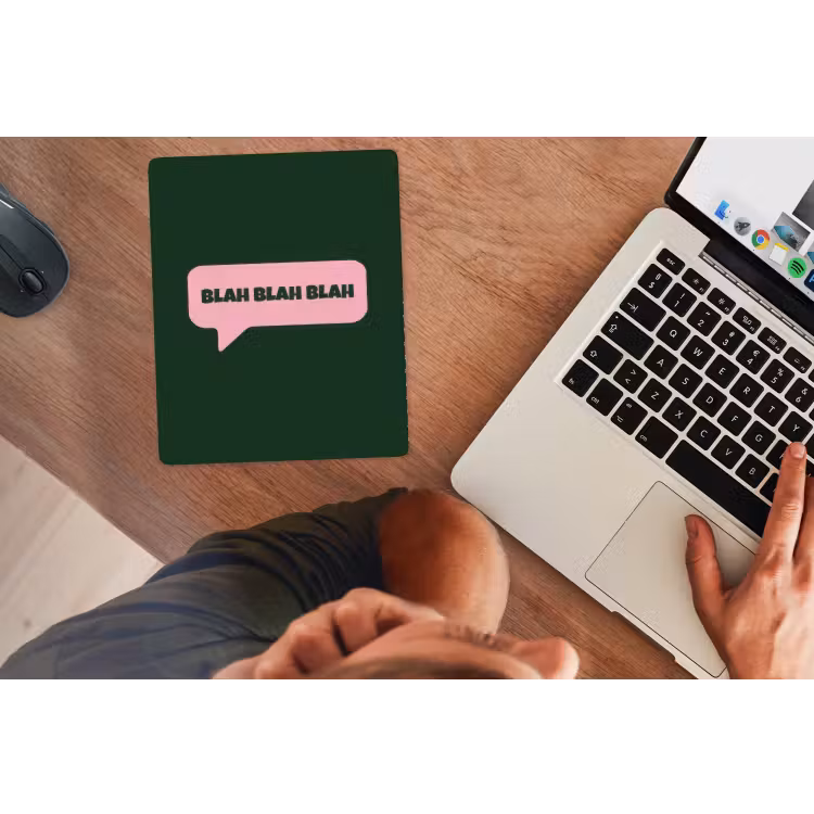 Tekstwolk - BLAH BLAH BLAH - Roze muismat rubber klein -laptop