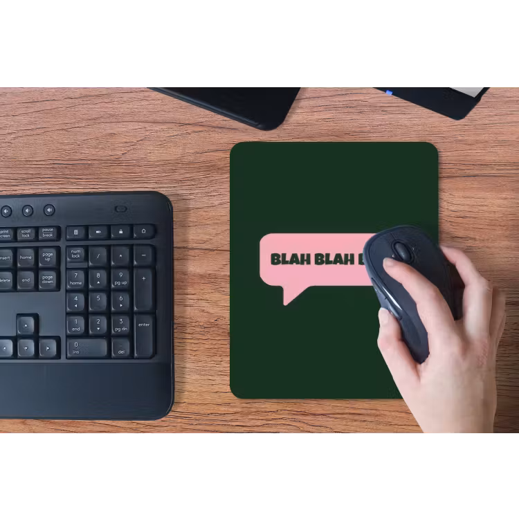 Tekstwolk - BLAH BLAH BLAH - Roze muismat rubber klein -toetsenbord