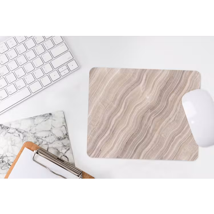 Textuur - Golvend - Abstract - Modern - Beige muismat rubber klein -witbureau