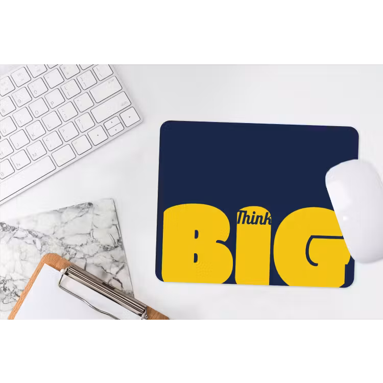 Think big - Blauw - Geel muismat rubber klein -witbureau