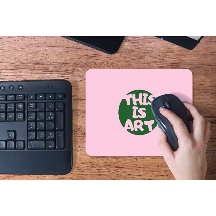 This is art - Tekst - Cirkel - Groen muismat rubber klein -toetsenbord
