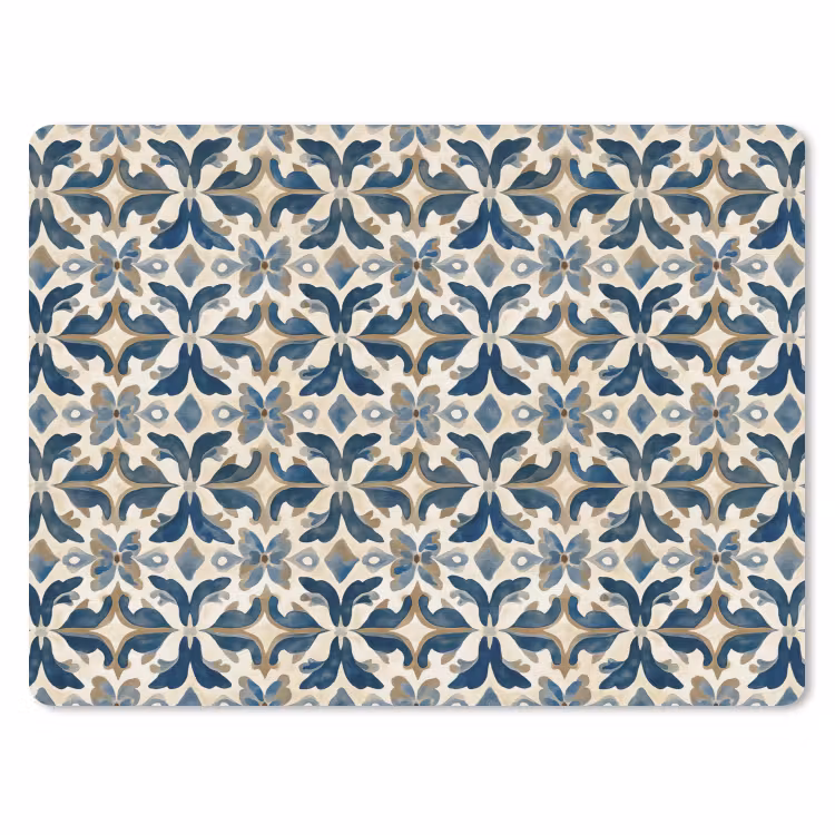 Tegel - Patroon - Blauw - Beige muismat rubber klein 262 -3d