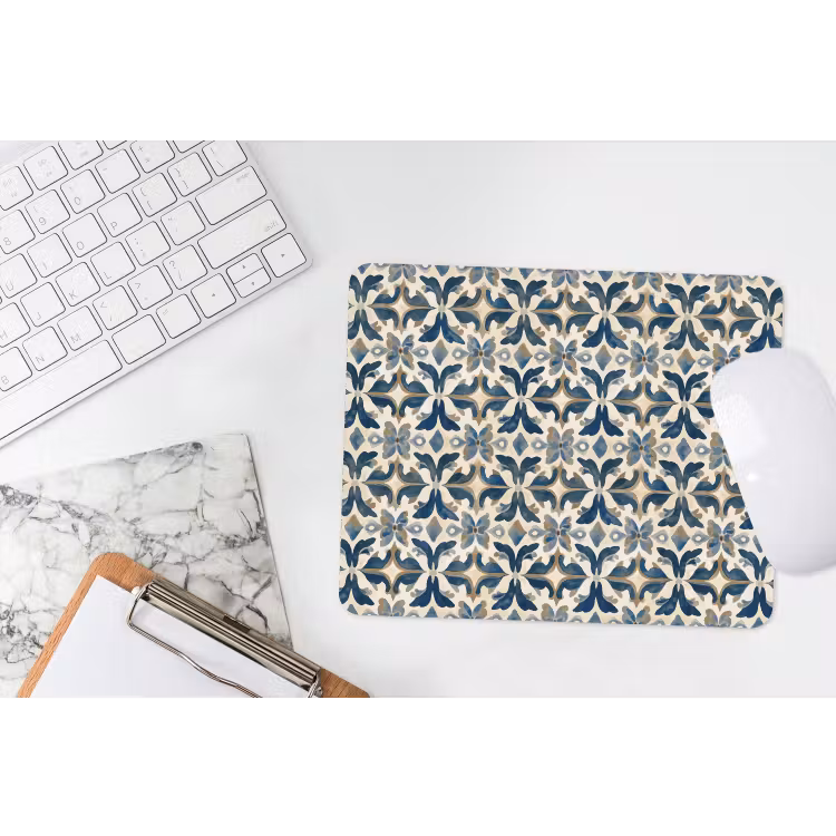 Tegel - Patroon - Blauw - Beige muismat rubber klein 262 -witbureau
