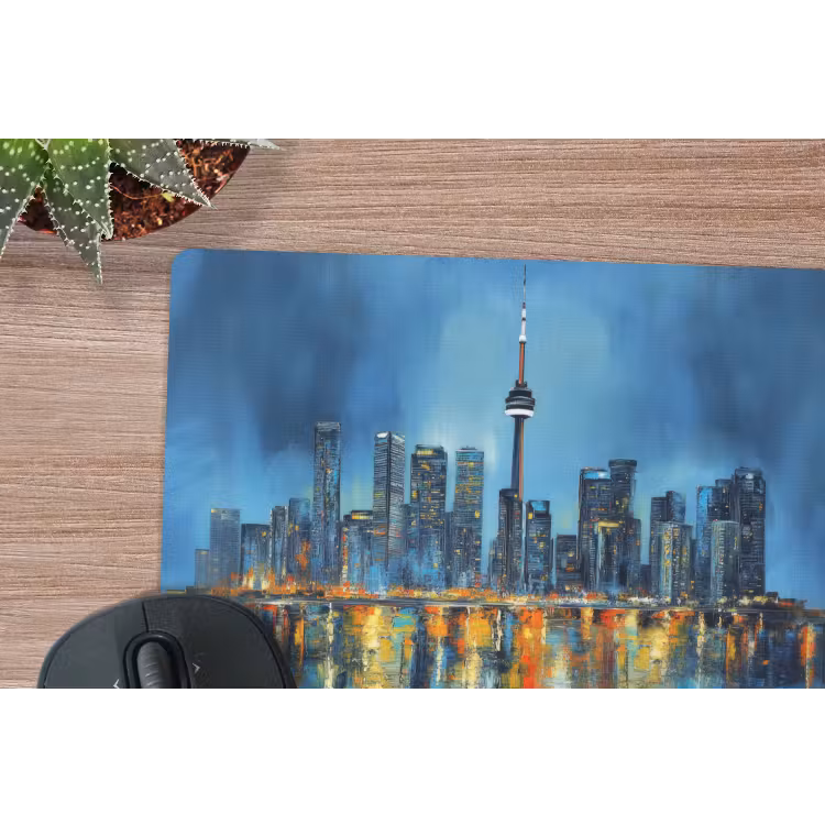 Skyline Toronto - Water - Stadslichten - Toren muismat rubber klein -closeup
