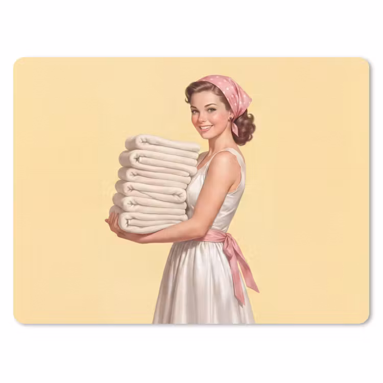 Handdoeken - Vrouw - Jurk - Roze muismat rubber klein -3d