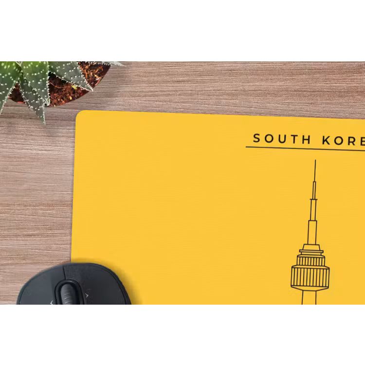 Toren - Seoul - Architectuur - Minimalistisch - Geel muismat rubber klein -closeup