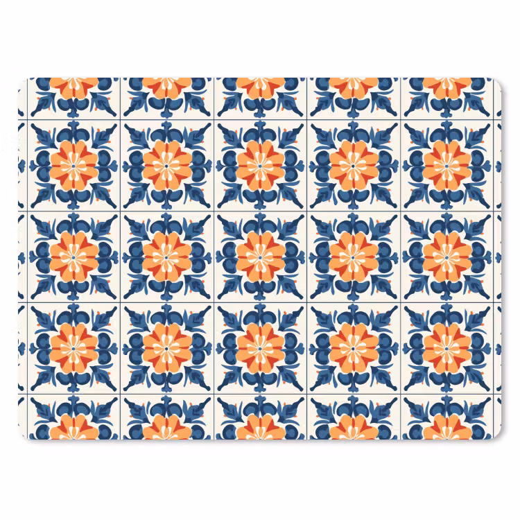 Traditioneel - Tegel - Oranje muismat rubber klein 262 -3d