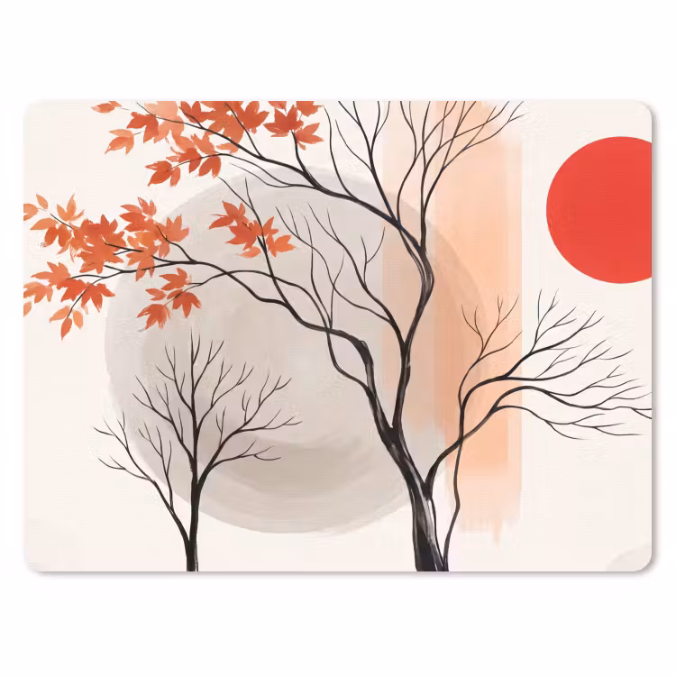 Mouse Pad - Tree - Red - Abstract - Boom - Rood - Abstract muismat rubber klein
