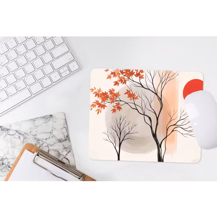 Mouse Pad - Tree - Red - Abstract - Boom - Rood - Abstract muismat rubber klein
