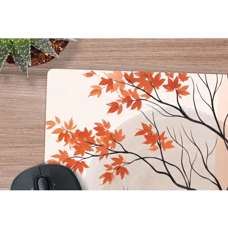 Mouse Pad - Tree - Red - Abstract - Boom - Rood - Abstract muismat rubber klein