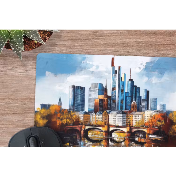 Bomen Frankfurt- Stad - Skyline - Brug muismat rubber klein -closeup
