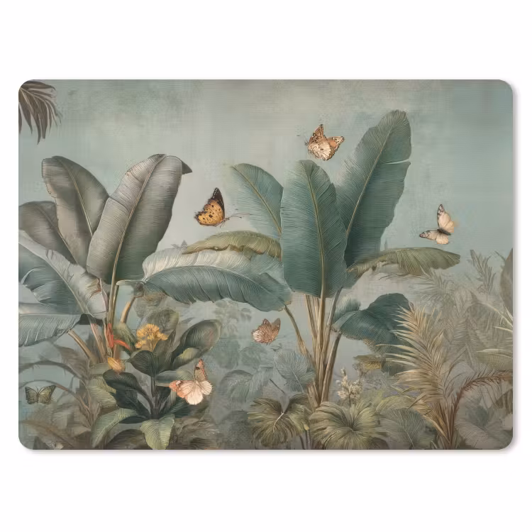 Tropisch bladerdek - Vlinders - groen - Bruin muismat rubber klein -3d