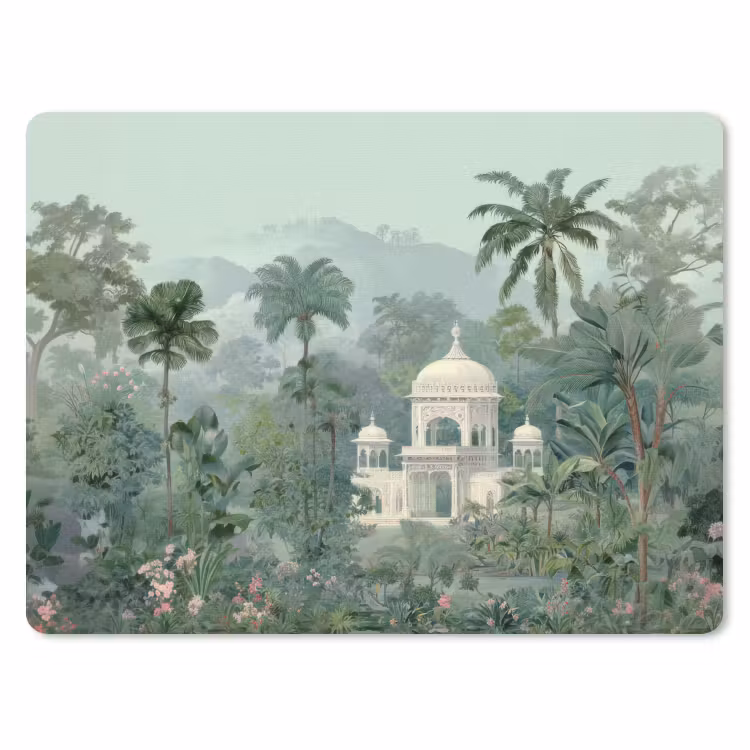 Tropische tuin - Koepelgebouw - Bloemen muismat rubber klein -3d