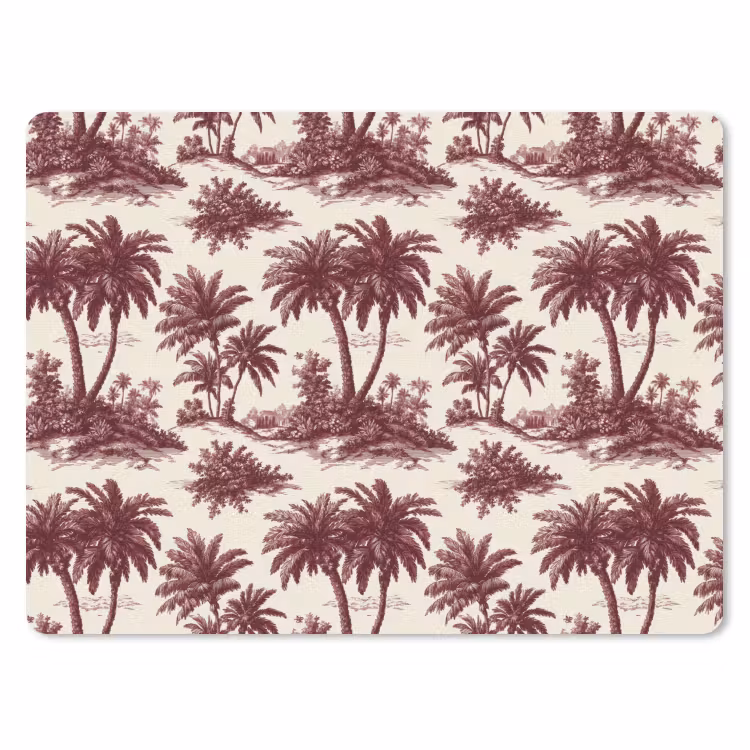 Tropisch - Geometrisch - Bordeauxrood muismat rubber klein 262 -3d