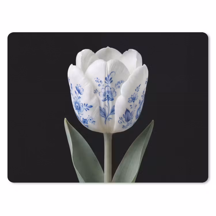 Tulp - Patroon - Blauw muismat rubber klein -3d