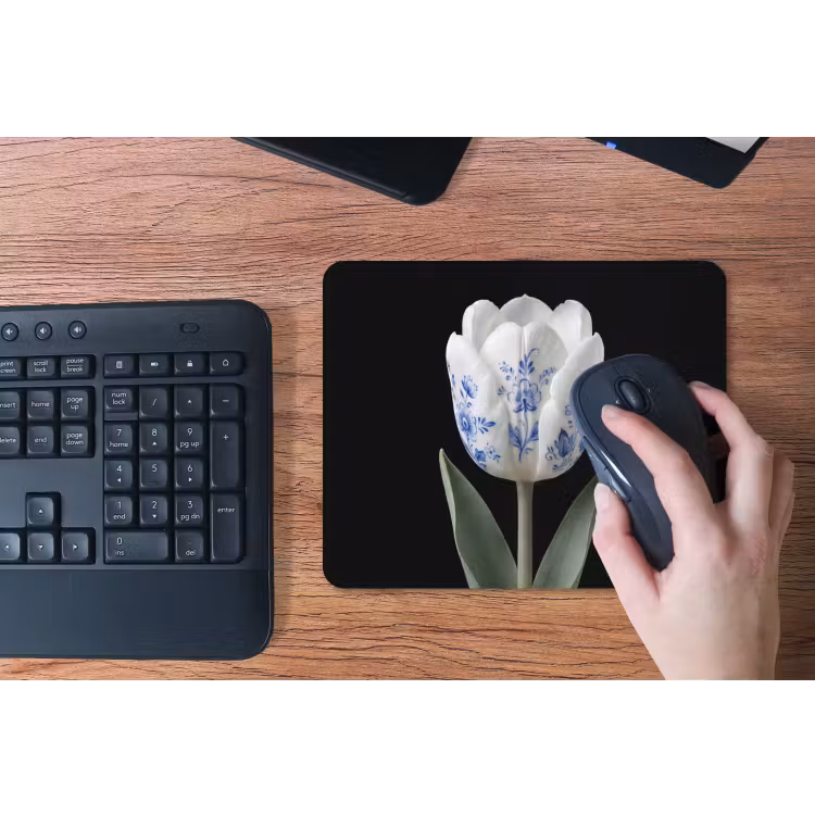 Tulp - Patroon - Blauw muismat rubber klein -toetsenbord