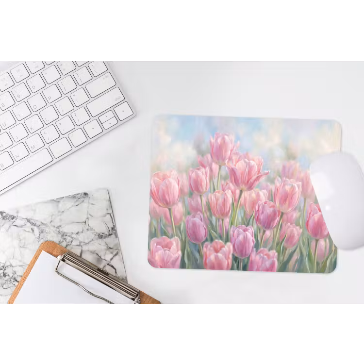 Tulpen - Veld - Lente - Roze muismat rubber klein -witbureau