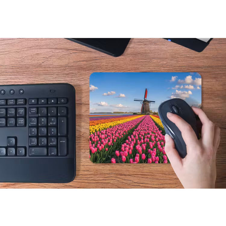 Tulpen - Holland - Molen - Kleurrijk muismat rubber klein -toetsenbord