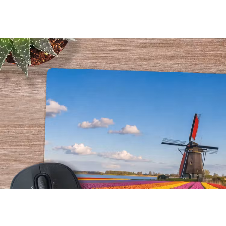 Tulpen - Holland - Molen - Kleurrijk muismat rubber klein -closeup