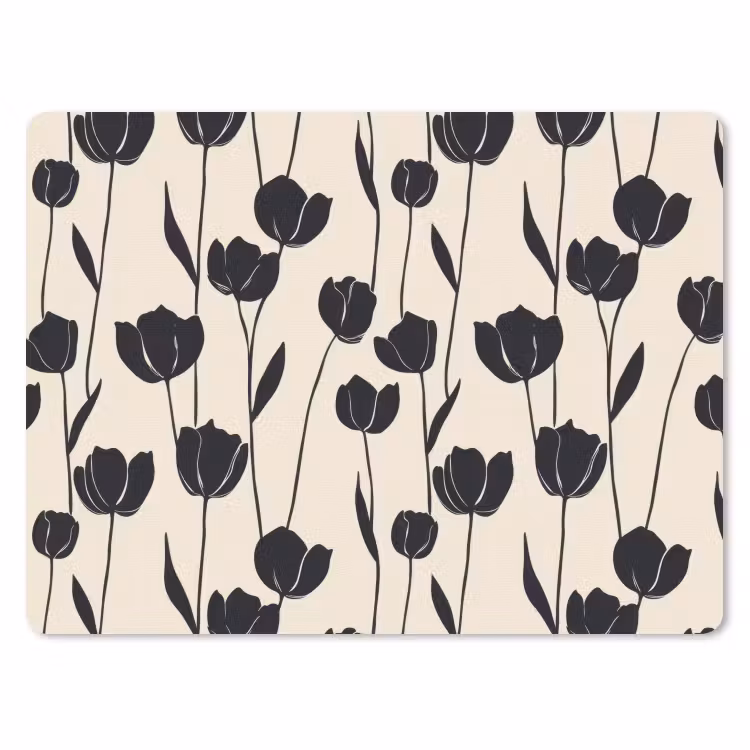 Tulpen - Patroon - Zwart muismat rubber klein 262 -3d