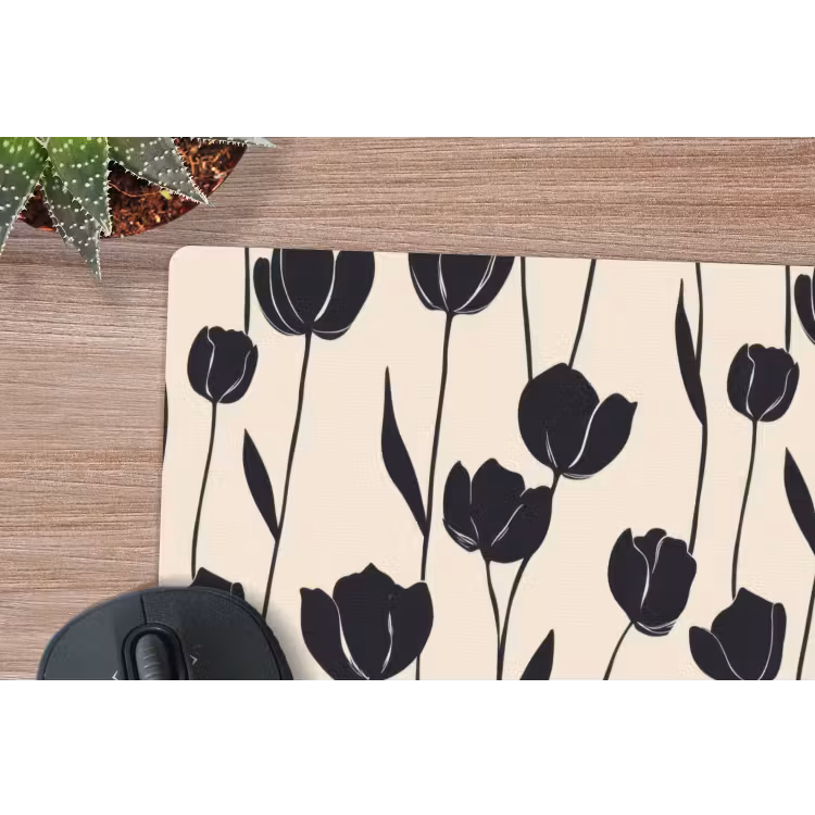 Tulpen - Patroon - Zwart muismat rubber klein 262 -closeup