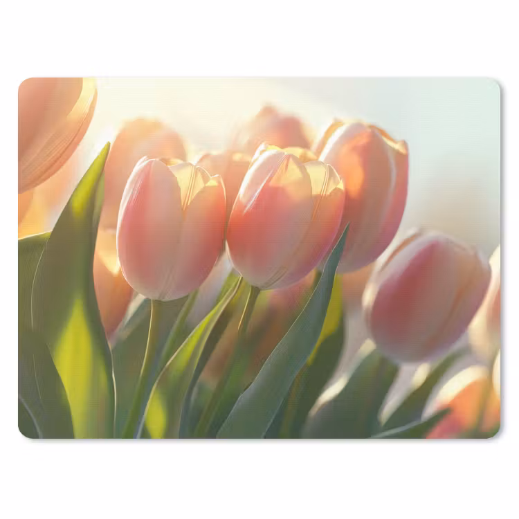 Tulpen - Roze - Zonnestralen muismat rubber klein -3d