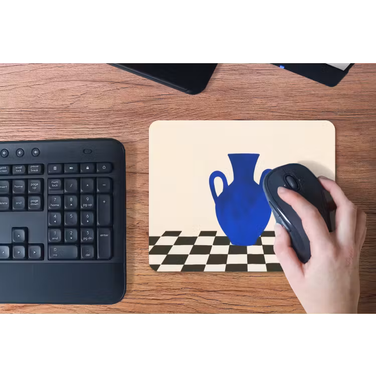 Vaas - Blauw - Geblokt - Modern muismat rubber klein -toetsenbord