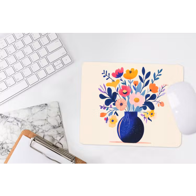 Vaas - Bloemen - Boeket muismat rubber klein -witbureau