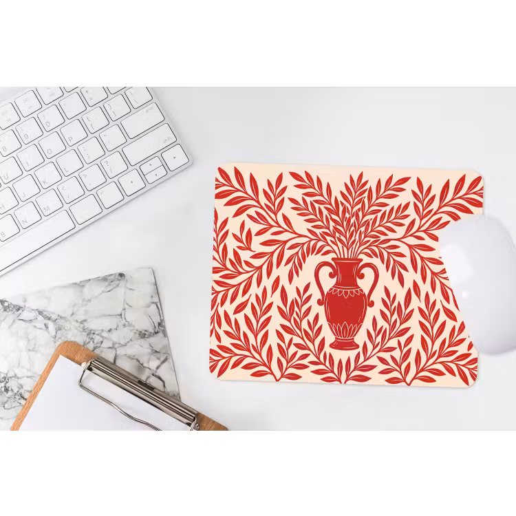 Vaas - Planten - Decoratie - Abstract - Rood muismat rubber klein -witbureau