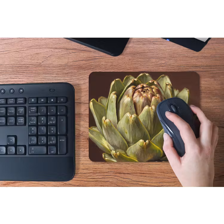 Mouse Pad - Vegetable - Artichoke - Green - Groente - Artisjok - Groen muismat rubber klein