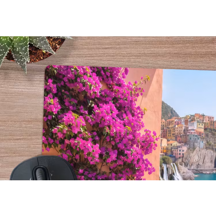 Voertuig - Roze - Kust - Zomer - Reizen muismat rubber klein -closeup