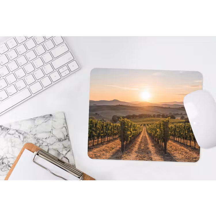 Wijngaard - Zonsondergang - Landschap muismat rubber klein -witbureau