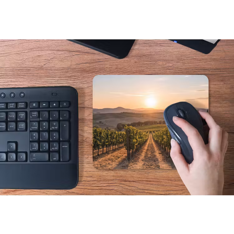Wijngaard - Zonsondergang - Landschap muismat rubber klein -toetsenbord