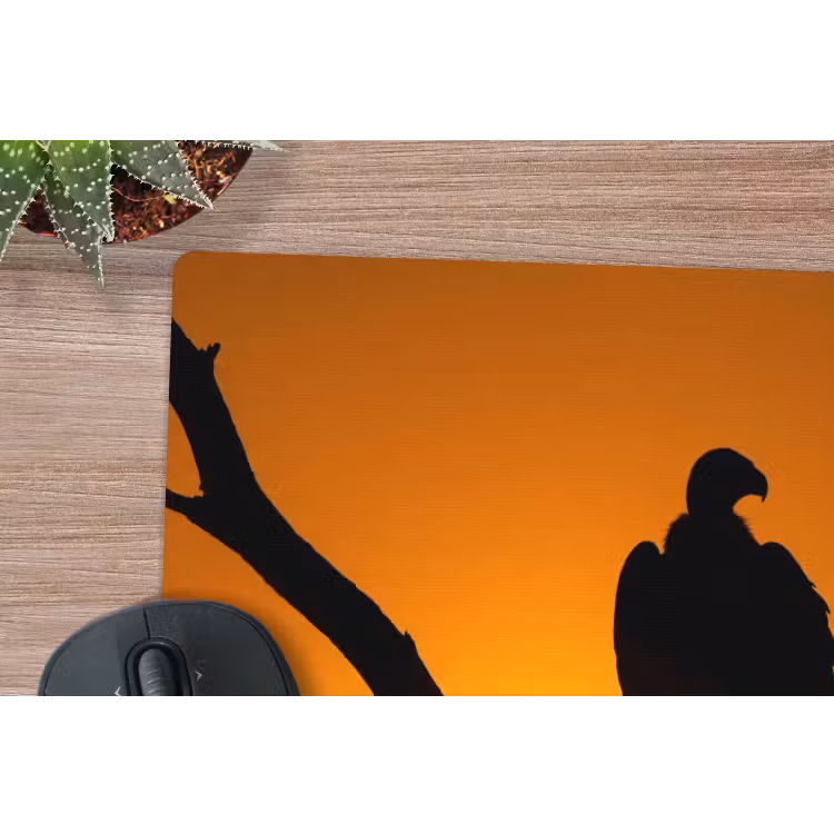 Gier - Tak - Zon - Oranje muismat rubber klein -closeup