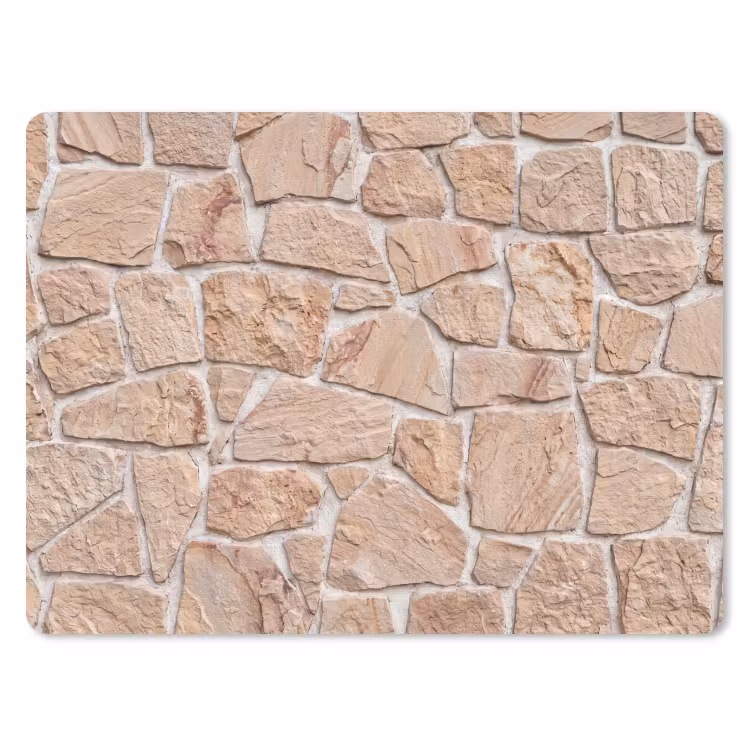 Muur - Steen - Patroon - Rustiek - Beige muismat rubber klein -3d