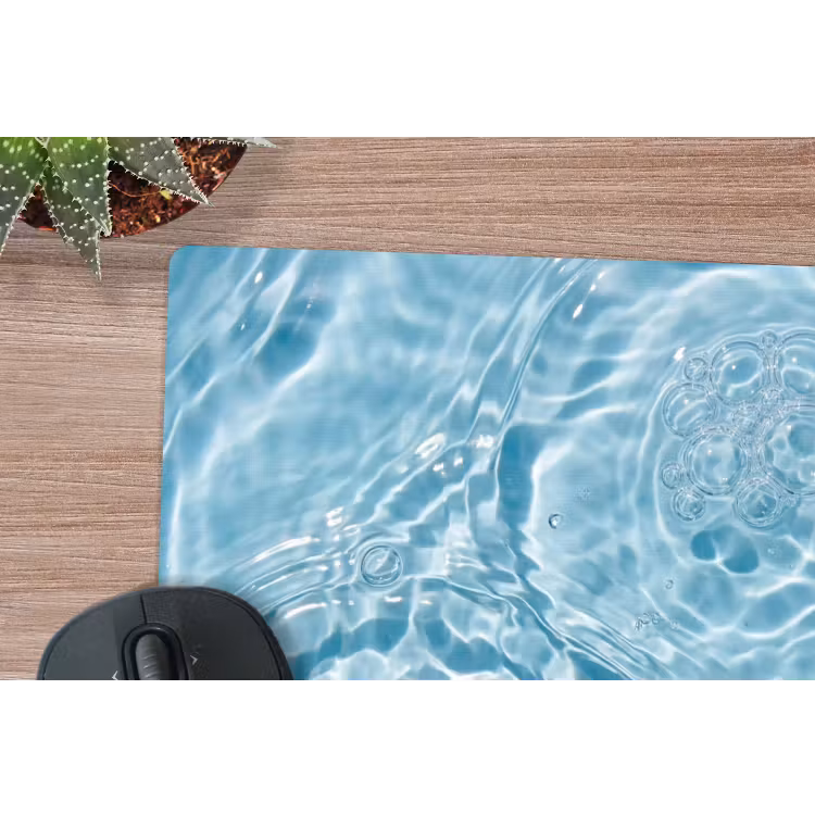 Water - Blauw - bubbels muismat rubber klein -closeup
