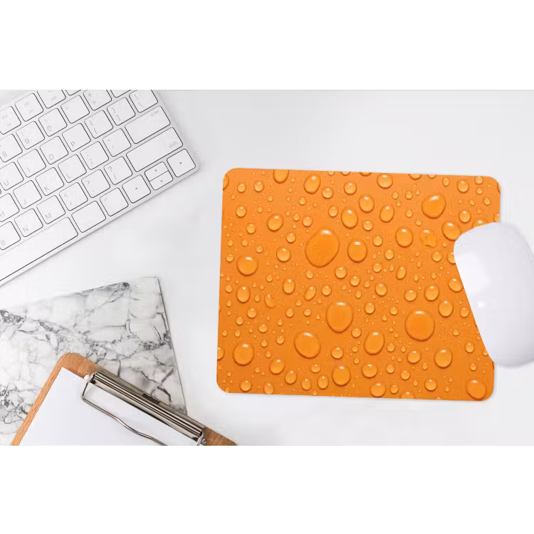 Water - Druppels - Oranje muismat rubber klein -witbureau