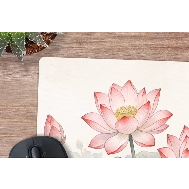 Aquarel - Lotusbloemen - Kleurrijk muismat rubber klein -closeup