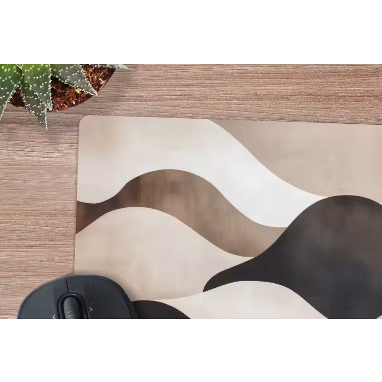 Golven - Abstract - Beige muismat rubber klein -closeup
