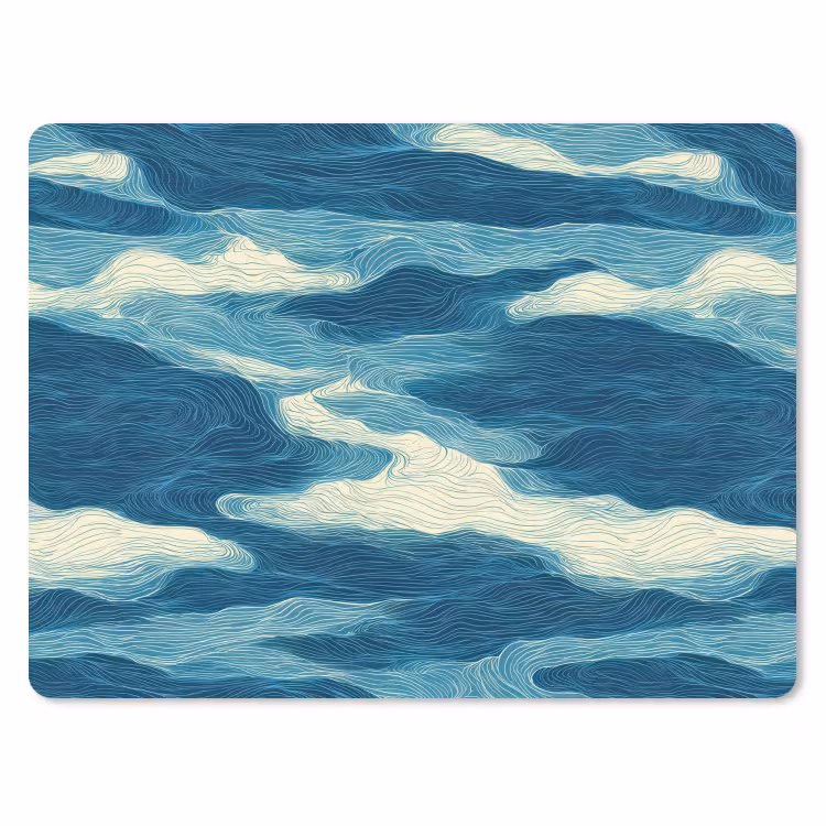 Golven - Abstract - Patroon - Blauw - Wit muismat rubber klein 262 -3d